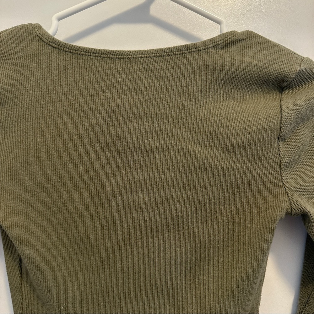 Abercrombie & Fitch Olive Green Ribbed Bodysuit Size XS Women’s - Picture 9 of 12